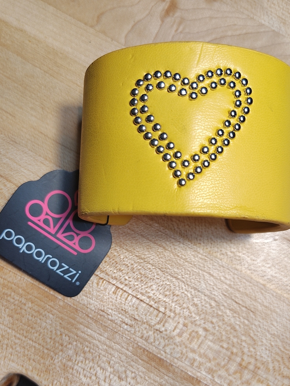 paparazzi Yellow Heart Studded Cuff bracelet